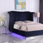 LCL-B03 Upholstered Bed in Dark Blue Velvet