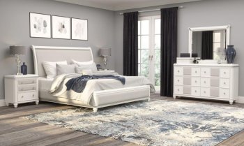 Cassie Bedroom Set in White & Silver by Global w/Options [GFBS-Cassie]