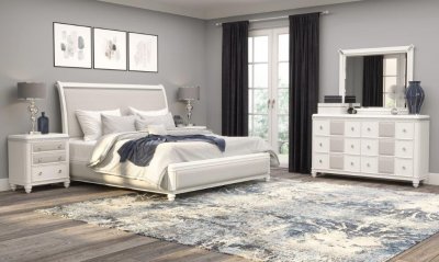 Cassie Bedroom Set in White & Silver by Global w/Options