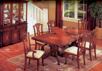 Brown Finish Classic Rectangular Dining Table w/Optional Items [MADS-Bordeaux-RECT]