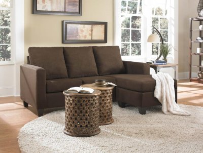 34240 Mary Jane Sofa Chaise in Chocolate Fabric by Chelsea