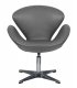 Swan Lounge Chair SW29DGRL in Grey Leatherette by LeisureMod