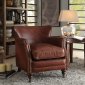 Leeds Accent Chair 96679 in Dark Brown Genuine Leather by Acme