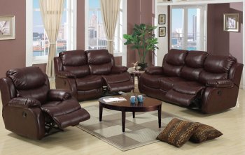 Dark Burgundy Bonded Leather Contemporary Motion Sofa [PXS-F7725]