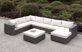 Somani CM-OS2128-4 Outdoor U-Shaped Sectional Sofa w/Ottoman [FAOUT-CM-OS2128-4-Somani]