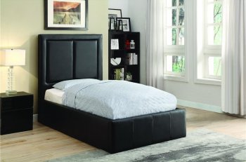 Jacobsen 300493 Kids Upholstered Bed Black Leatherette by Coaste [CRKB-300493 Jacobsen]