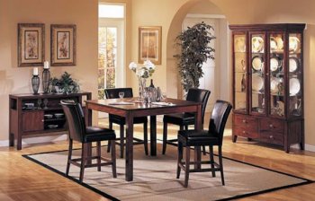 Brown Finish Square Shape Modern Dining Room [AMDS-9500 & 9502]