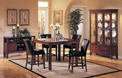 Brown Finish Square Shape Modern Dining Room