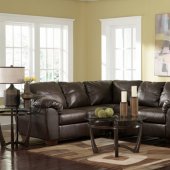 Cafe Leather Match Contemporary Sectional Sofa w/Blocked Legs