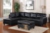 G903B Sectional Sofa w/Ottoman in Black Leatherette by Glory