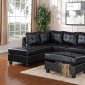 G903B Sectional Sofa w/Ottoman in Black Leatherette by Glory