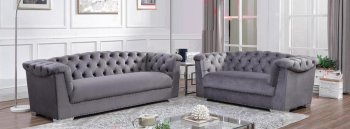 MS2085 Sofa & Loveseat Set in Gray Velvet by VImports [VIS-MS2085 Gray]