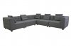 Grey Fabric Modern Modular Sectional Sofa w/Black Wood Legs