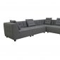 Grey Fabric Modern Modular Sectional Sofa w/Black Wood Legs