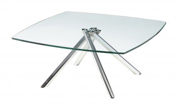 Axel Coffee Table w/Clear Glass Top & Chrome Legs by Whiteline [WLCT-Axel]