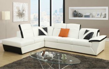 Sienna 51625 Sectional Sofa White & Black Bonded Leather by Acme [AMSS-51625-Sienna]