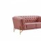 Aiken Sofa & Loveseat Set in Salmon Velvet Fabric by VIG