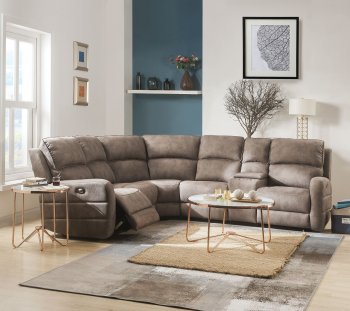 Olwen Power Motion Sectional Sofa in Mocha Fabric by Acme [AMSS-54590-Olwen]