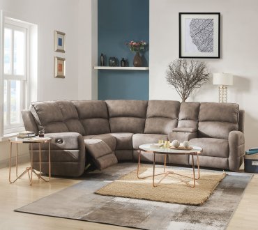 Olwen Power Motion Sectional Sofa in Mocha Fabric by Acme