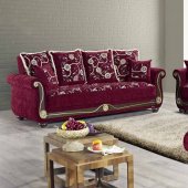 American Style Sofa Bed in Burgundy Fabric by Mobista