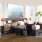 Cappuccino Finish Modern Bedroom w/Block Shape Legs Bed