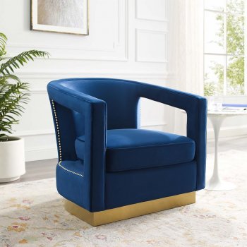 Frolick Accent Chair in Navy Velvet by Modway [MWAC-3888 Frolick Navy]