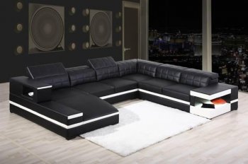 1201 Sectional Sofa in Black Bonded Leather by VIG [VGSS-1201 Black]