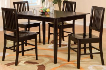 Wenge Finish Modern Casual 5Pc Dinette Set w/Slat Back Chairs [HEDS-5384-Curtis]