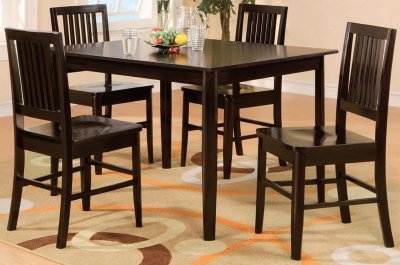 Wenge Finish Modern Casual 5Pc Dinette Set w/Slat Back Chairs