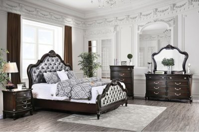 Bethesda Bedroom CM7426 in Espresso & Silver w/Options