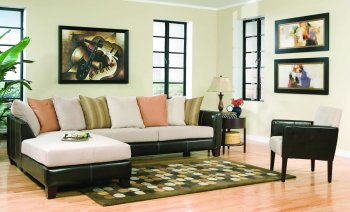 Beige Microfiber Modern Sectional Sofa W/Dark Bycast Base [CRSS-320-501501]