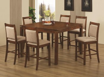 Brown Finish Modern Casual 7Pc Counter Height Dining Set [CRDS-102598]