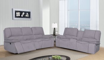 U8078 Power Reclining Sofa Light Gray Suede by Global w/Options [GFS-U8078 Light Gray]