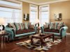 Mulligan Sofa SM7610 Teal Leatherette & Brown Fabric w/Options