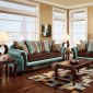 Mulligan Sofa SM7610 Teal Leatherette & Brown Fabric w/Options