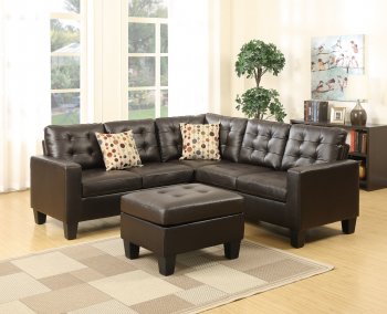 F6935 Sectional Sofa - Espresso Bonded Leather by Boss w/Ottoman [PXSS-F6934]