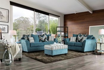 River Sofa SM4120 in Turquoise Chenille Fabric w/Options [FAS-SM4120-River]