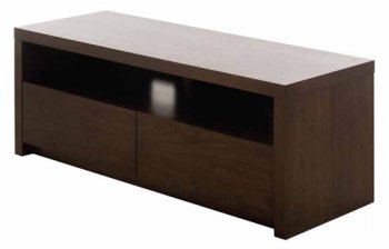 Dark or Natural Walnut Finish Modern Media Unit w/Two Drawers [NVTV-Arlo-Small-HGSD414]