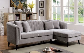 Goodwick Sectional Sofa CM6947 in Light Gray Chenille Fabric [FASS-CM6947-Goodwick]