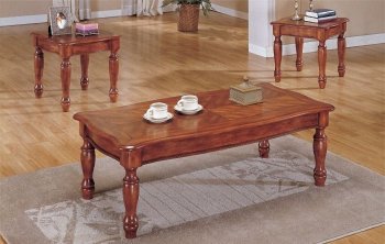 Medium Brown Finish Traditional 3PC Coffee Table Set [PXCT-F3043]