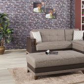 Almira Comet Brown Sectional Sofa in Fabric by Casamode