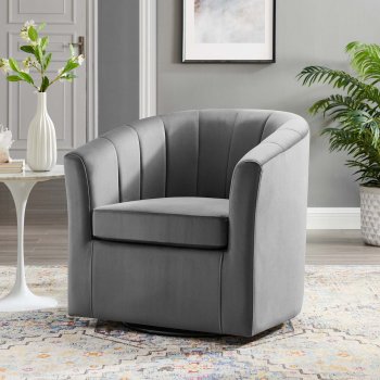 Prospect Swivel Chair Set of 2 in Light Gray Velvet by Modway [MWAC-4139 Prospect Light Gray]