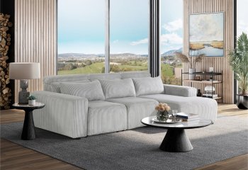 U5945 Power Sectional Sofa Bed in Light Gray Fabric by Global [GFSS-U5945]