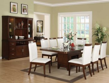 Brown Cherry Finish Classic Pedestal Dining Table w/Options [HEDS-1410-92 S1 Elmhurst]