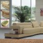 Beige Leatherette Modern Sectional Sofa W/Wooden Shelves