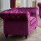 Camila Sofa & Loveseat Set in Magenta Velvet Fabric w/Options