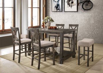 Martha II 73830 5Pc Counter Ht Dining Set - Weathered Grey -Acme [AMDS-73830-Martha II Grey]