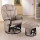 Bone Leatherette Modern Swivel Glider Chair w/Ottoman