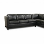 Black Bonded Leather Modern Sectional Sofa w/Wood Base & Legs