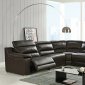 Elda Reclining Sectional Sofa in Brown Leather by At Home USA